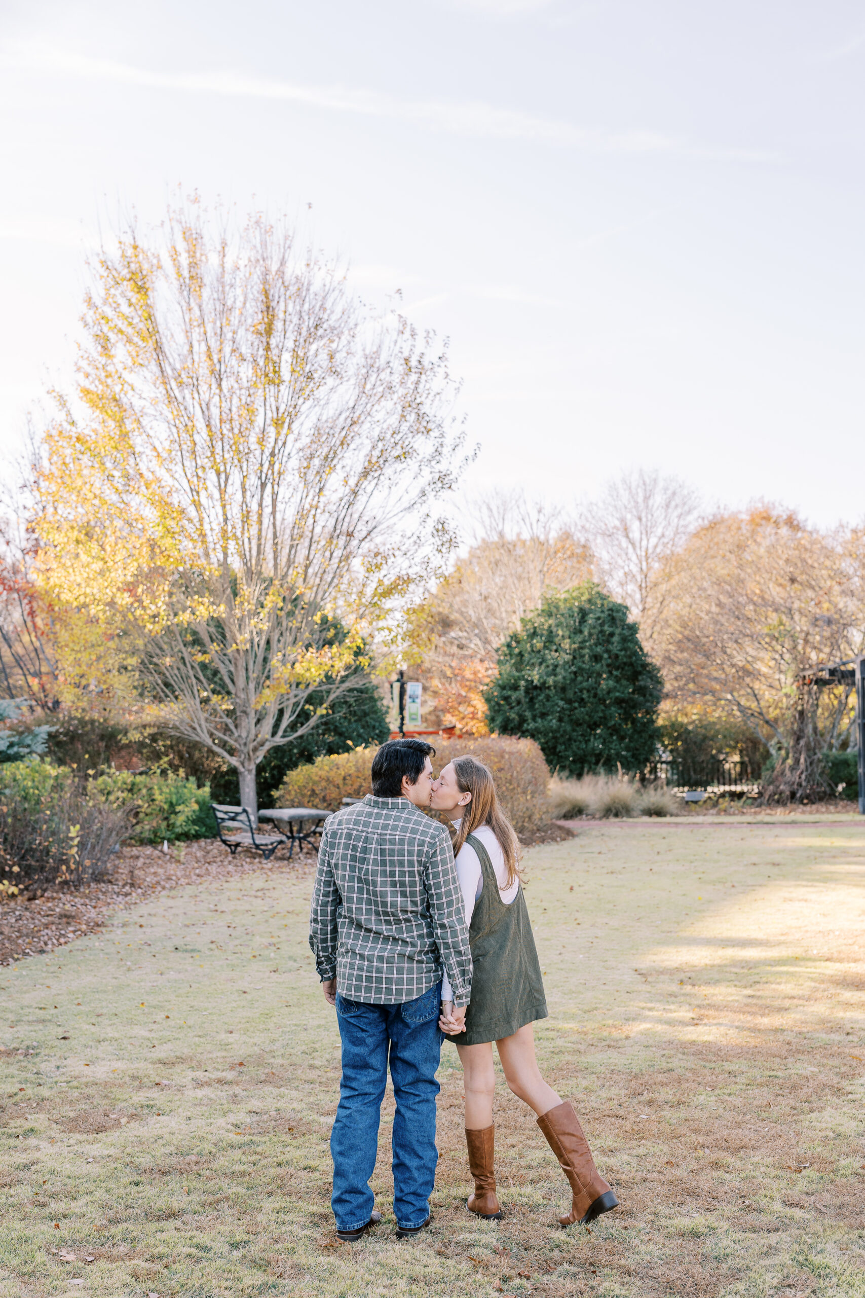 a late fall engagement session in November in Madison, Georgia
