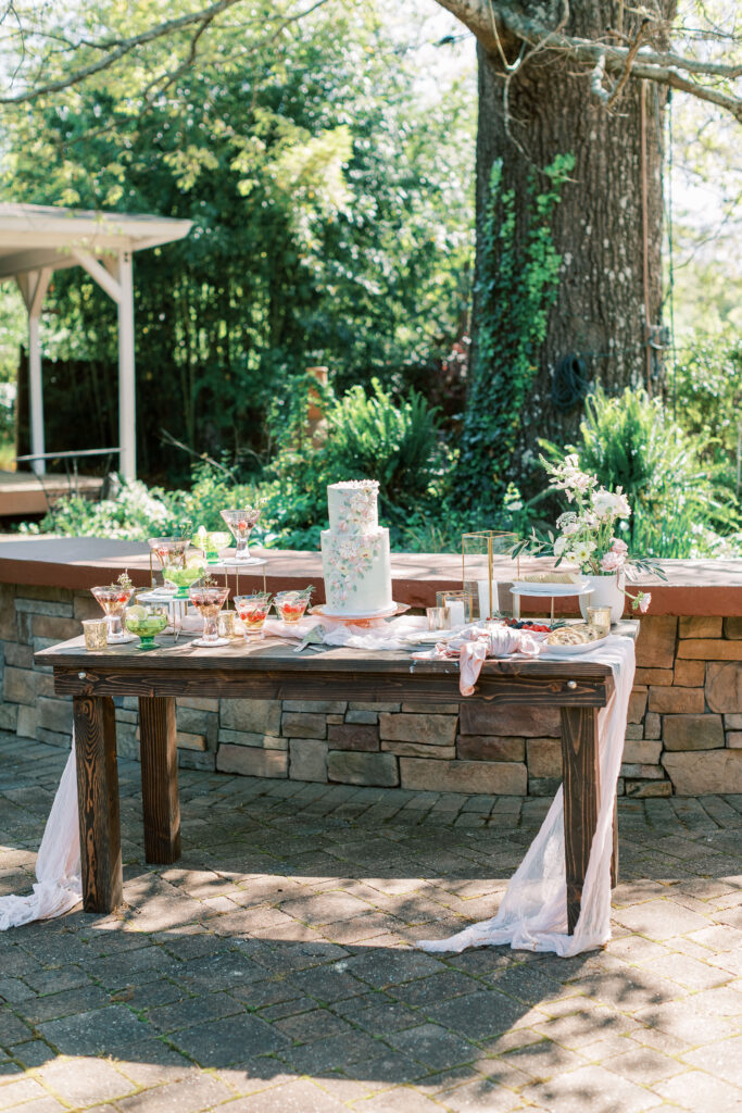 a stylized luxury garden wedding editorial photography session at the garden outside athens, georgia formerly known as the thompson house and garden by sarah folsom photography, alexis lunsford photography, and oakwood lace and co