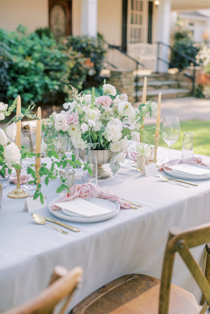 a stylized luxury garden wedding editorial photography session at the garden outside athens, georgia formerly known as the thompson house and garden by sarah folsom photography, alexis lunsford photography, and oakwood lace and co