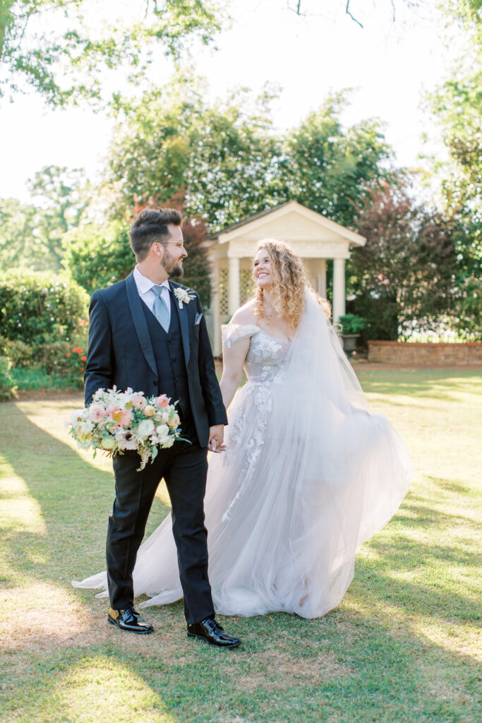 a stylized luxury garden wedding editorial photography session at the garden outside athens, georgia formerly known as the thompson house and garden by sarah folsom photography, alexis lunsford photography, and oakwood lace and co