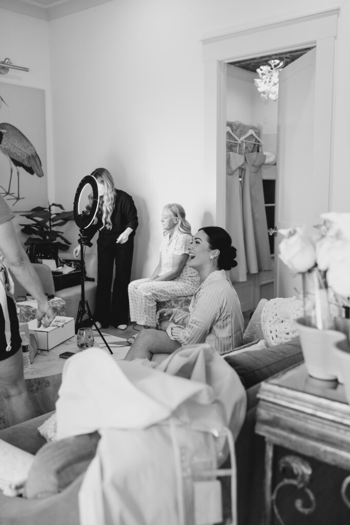 bride laughing before her wedding