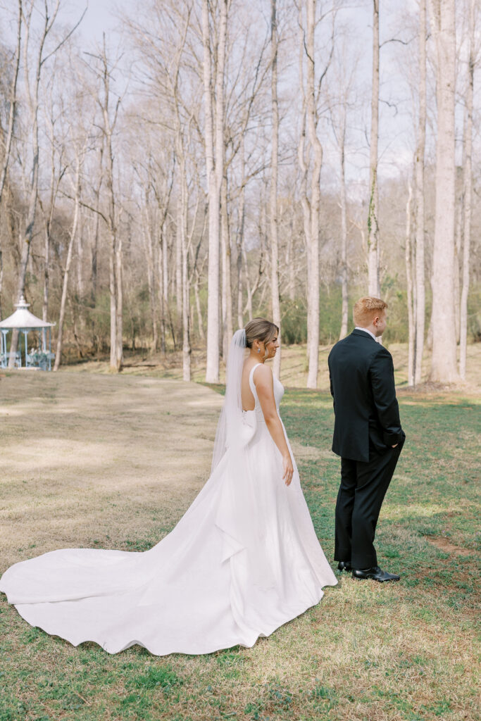 first look between bride and groom