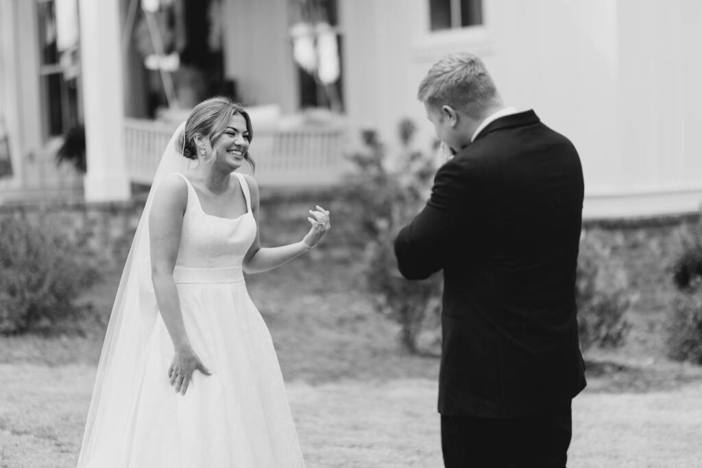 first look between bride and groom