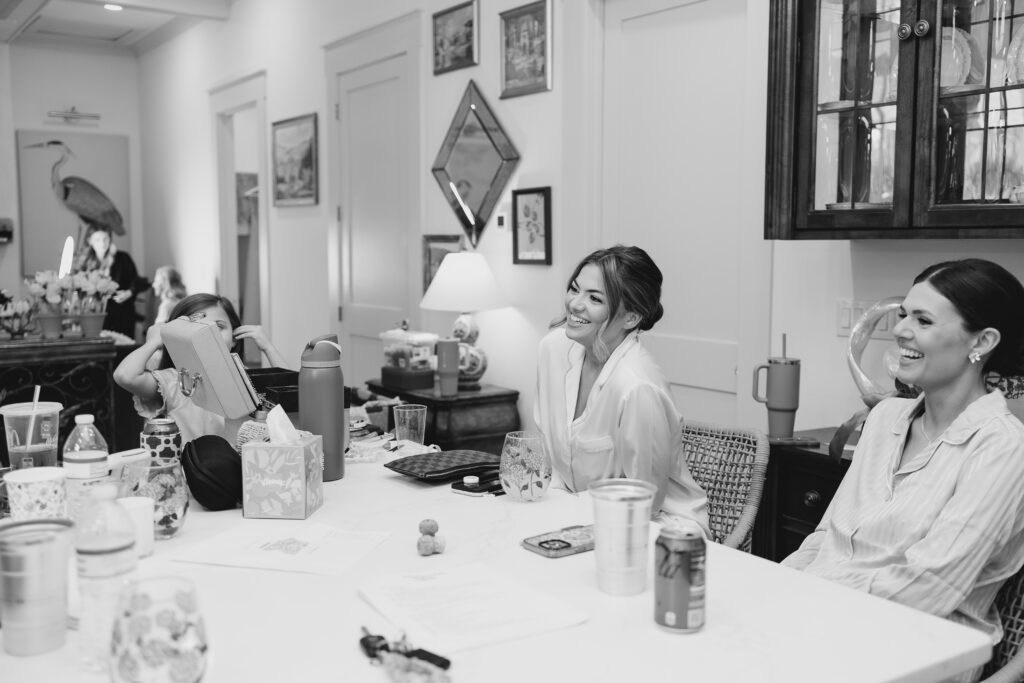 bride laughing before her wedding