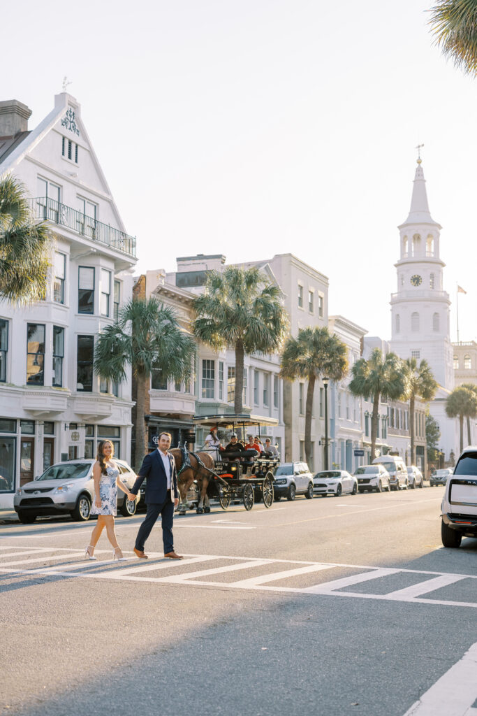 An engagement session of a couple in Charleston, SC