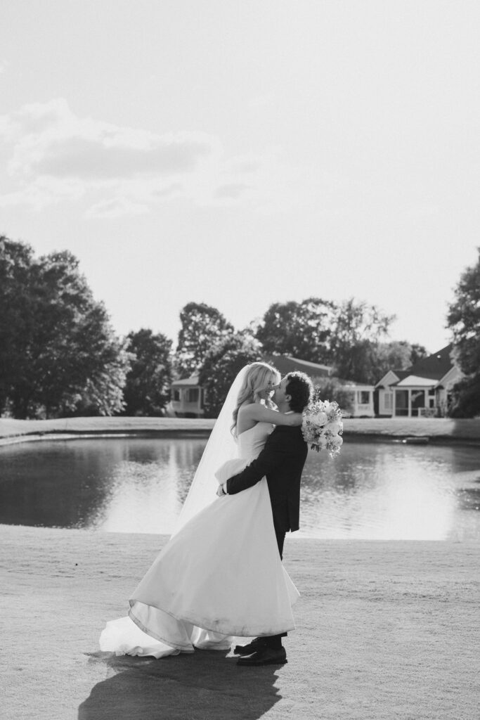 golden hour bride and groom portrait