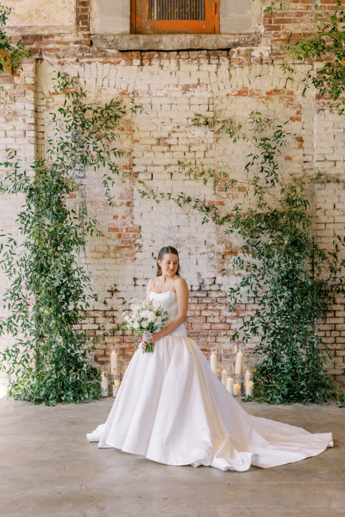 A photo from a wedding held at Guardian Works in Atlanta, balancing elegance and industrial.