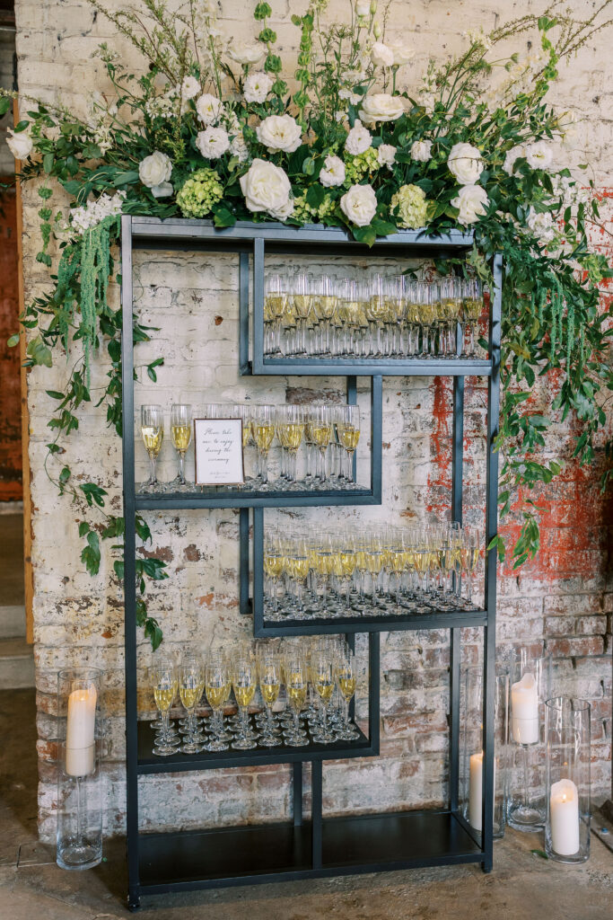 A photo from a wedding held at Guardian Works in Atlanta, balancing elegance and industrial.