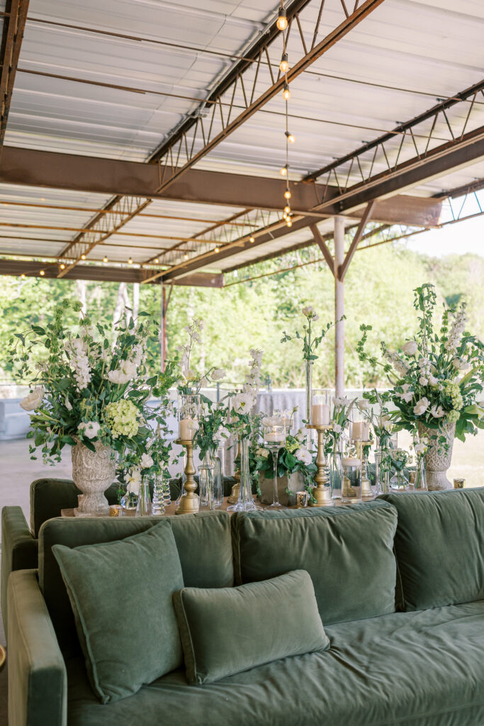 A photo from a wedding reception held at Guardian Works in Atlanta, balancing elegance and industrial.