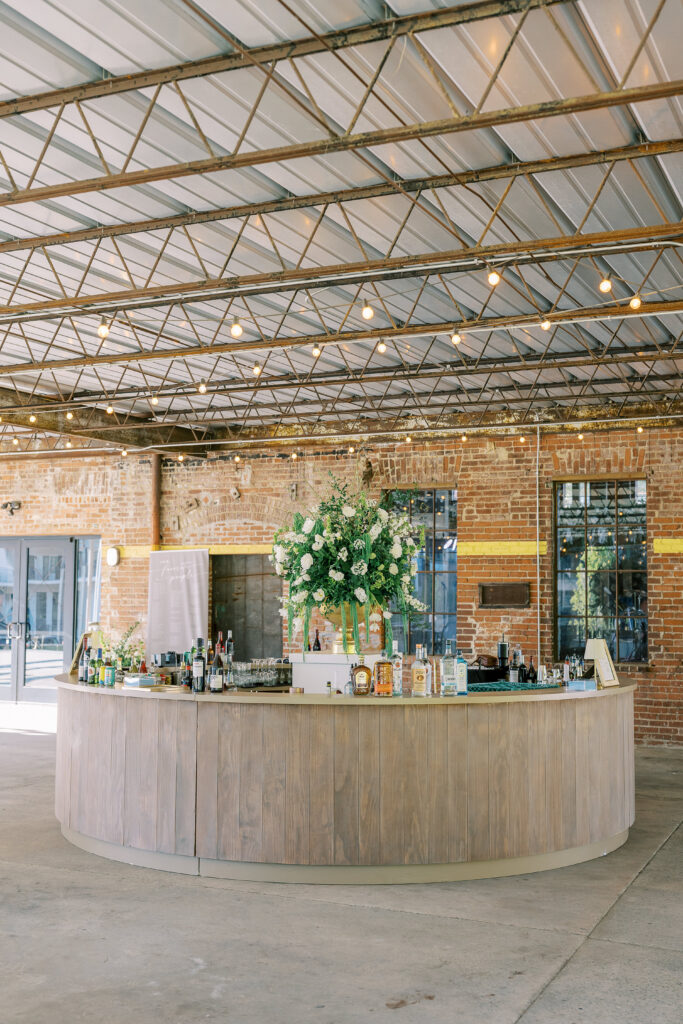 A photo from a wedding reception held at Guardian Works in Atlanta, balancing elegance and industrial.