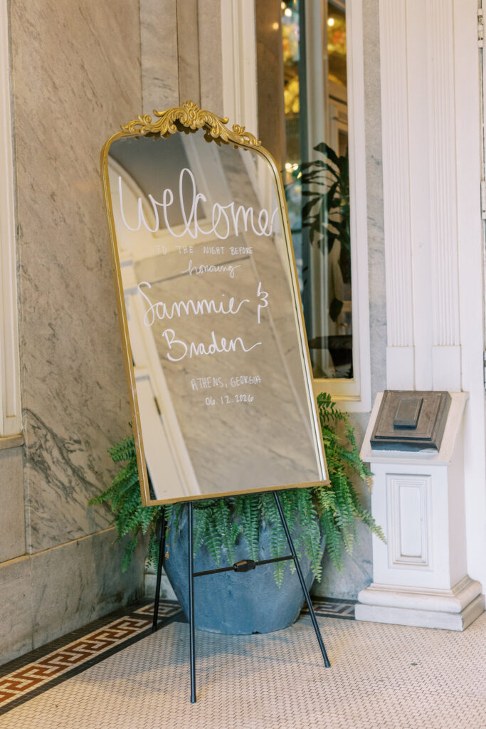 a wedding rehearsal dinner and welcome party at the georgian hall in athens georgia