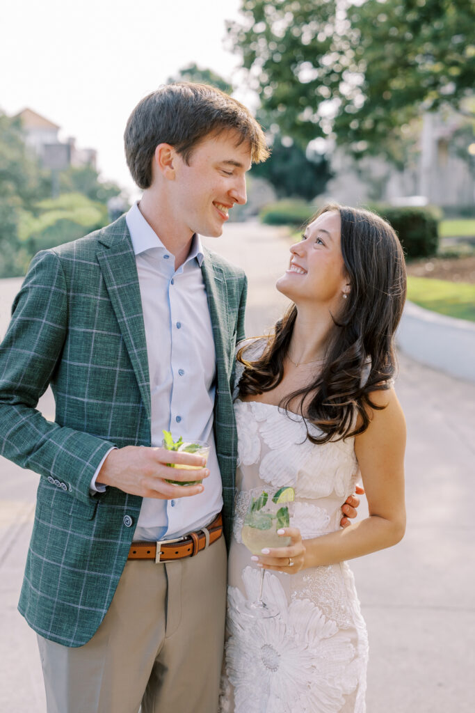 a bride and groom golden hour portrait session during their rehearsal dinner at the georgian hall